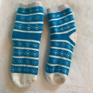 Blue fuzzy socks